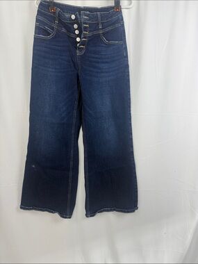 High-Rise Wide-Leg Jeans in Dark Indigo - Women's Flare